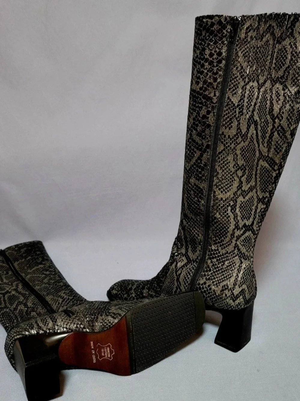 Naturalizer Women's Over-the-Knee Snake-Print Block Heel Boots - Black/Gray